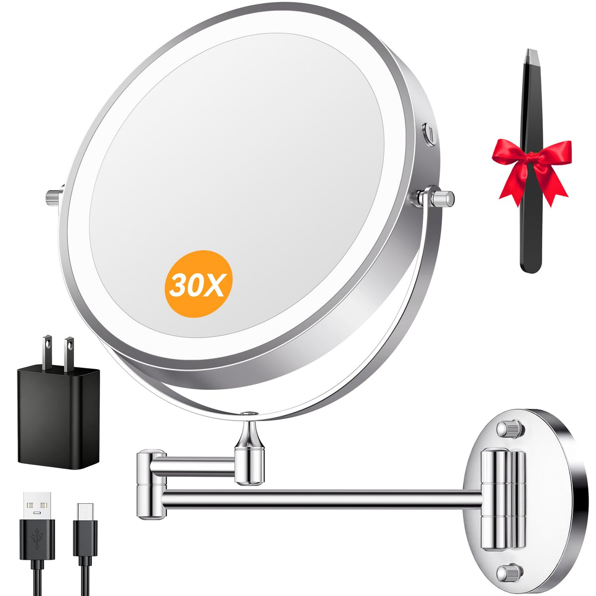 Auxmir 9 5000mAh 1X 30X Wall Mounted Lighted Magnifying - Auxmir Official Imagery - 1