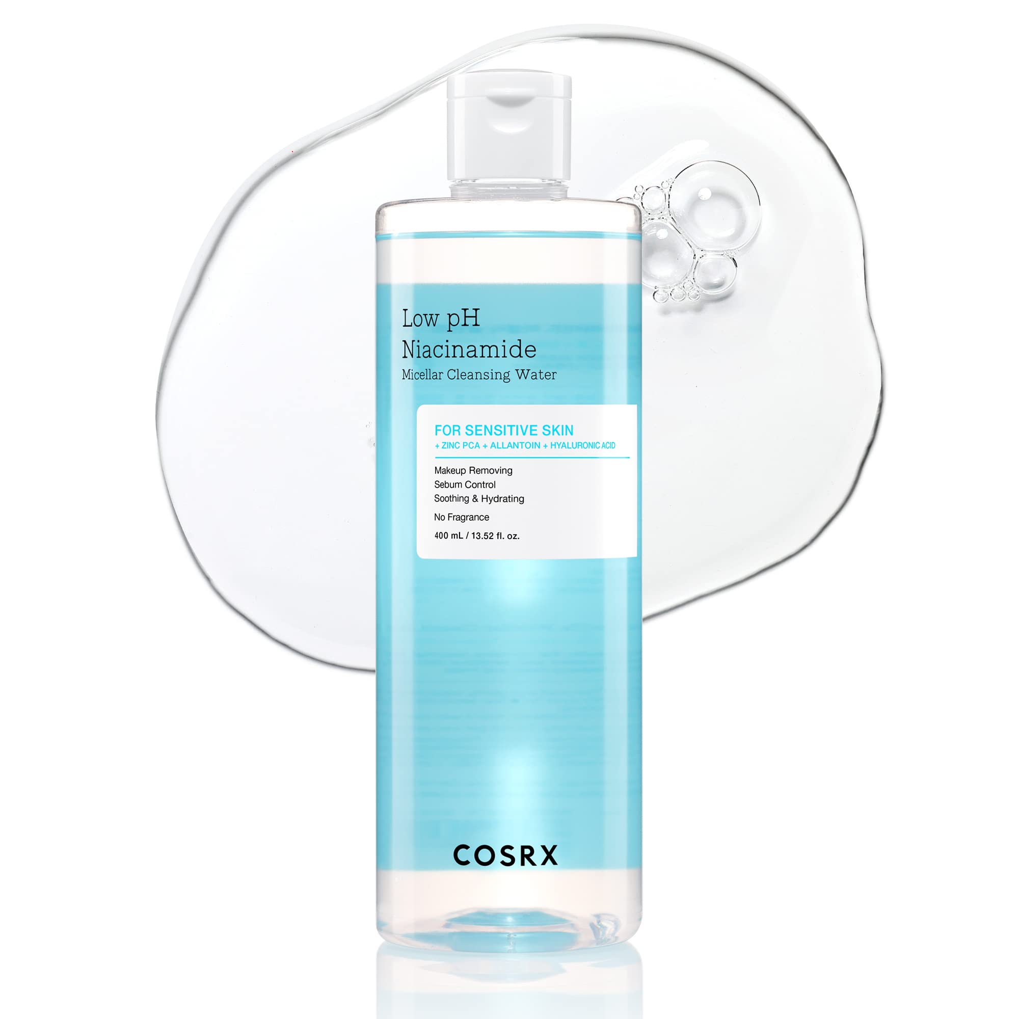 COSRX Low pH Niacinamide Cleansing Water for Sensitive Skin, - COSRX