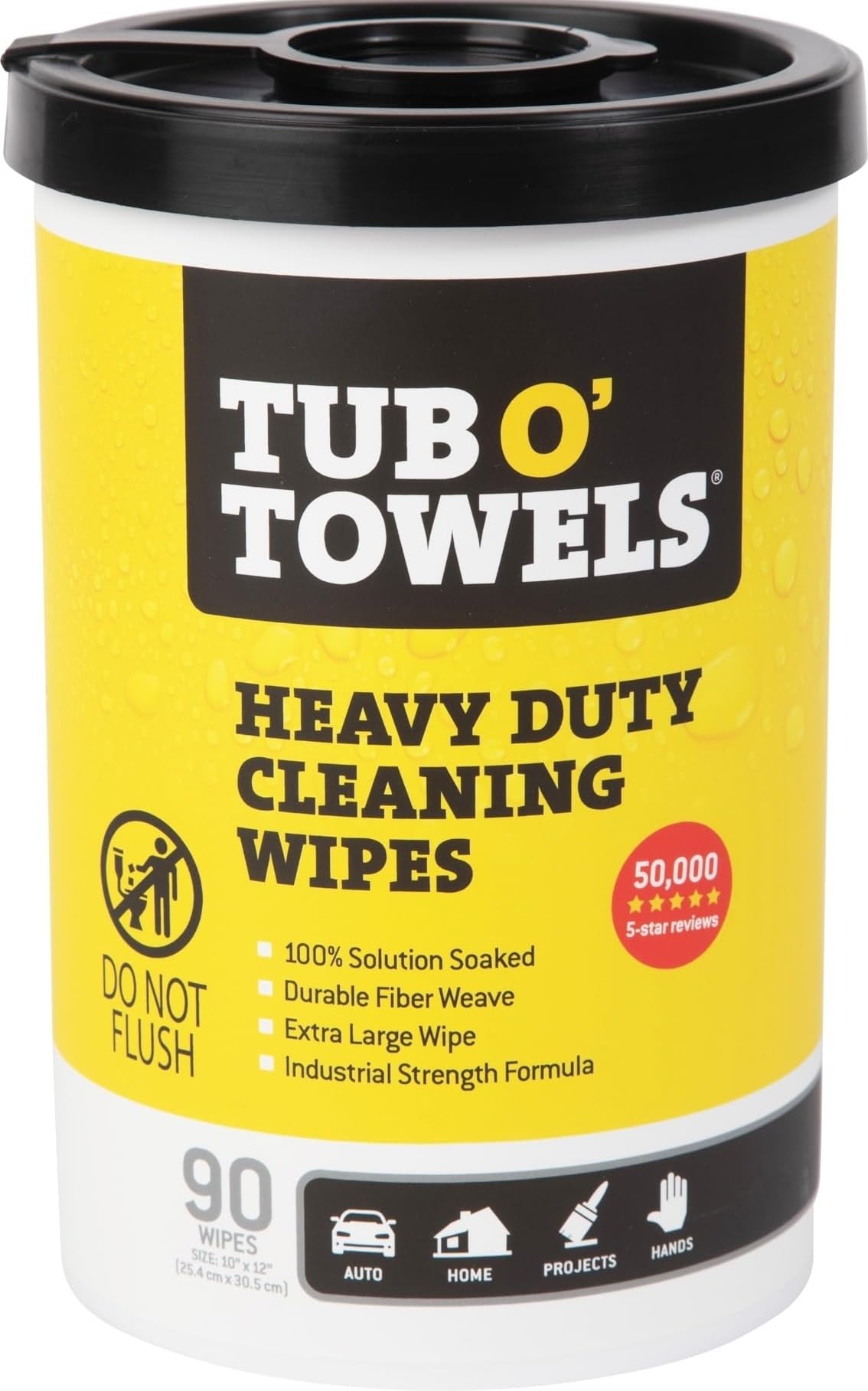 Tub O' Towels Heavy-Duty Cleaning Wipes 90-Count