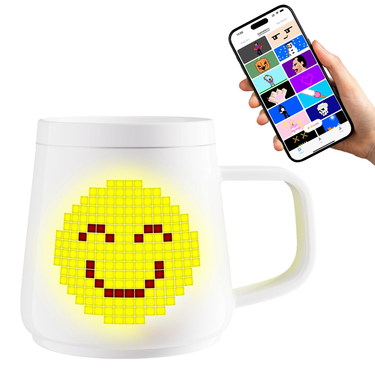 PixelMug P1 AI Enhanced Smart Mug with Pixel Display - Namfar Official Imagery - 2