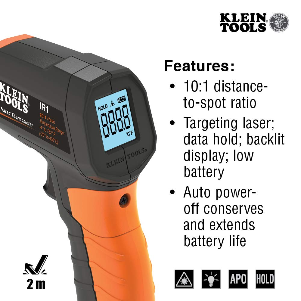 Klein Tools IR1 Infrared Thermometer with Targeting Laser - Premium Selection Official Imagery - 4