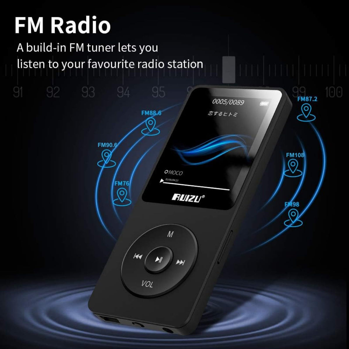 RUIZU 32GB MP3 Player with Bluetooth 5 3 Auto Reconnect 80H - RUIZU Official Imagery - 6