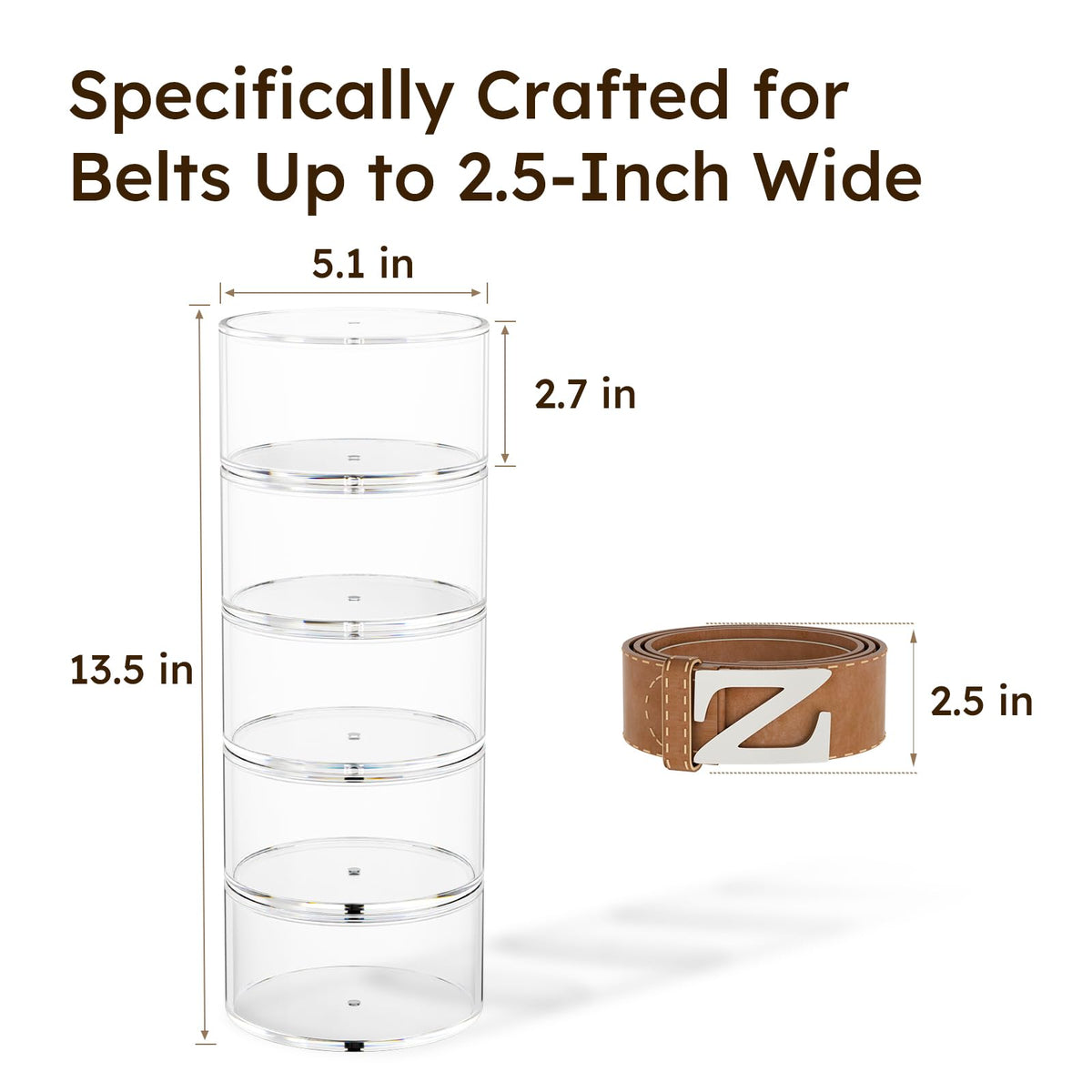 FEMELI Acrylic Belt Storage Organizers For Closet 5 Layer - FEMELI Official Imagery - 3