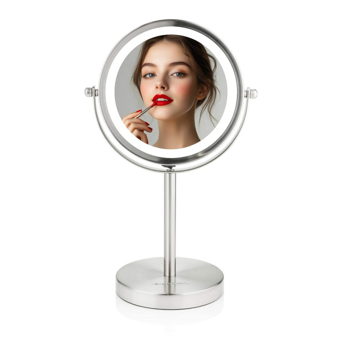 OVENTE 6 Lighted Tabletop Round Vanity Mirror Nickel Brushed - OVENTE Official Imagery - 2