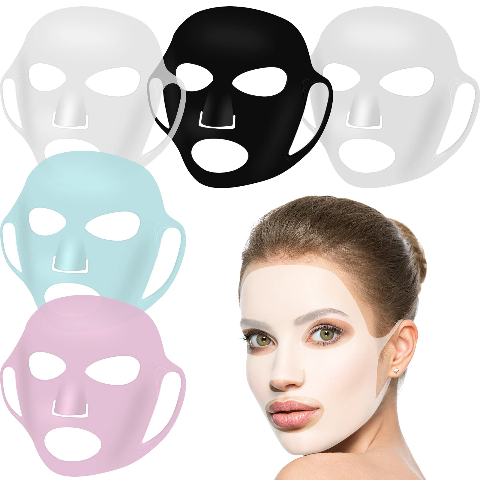 Maitys 5 Pcs Reusable Silicone Face Mask Cover for Sheet Mask, - Maitys