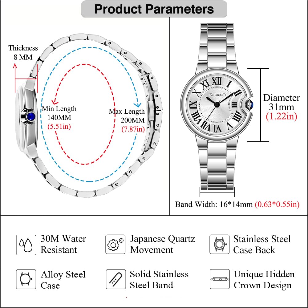 Classic Vintage Watch for Women Roman Numerals - KNISKRED Official Imagery - 7