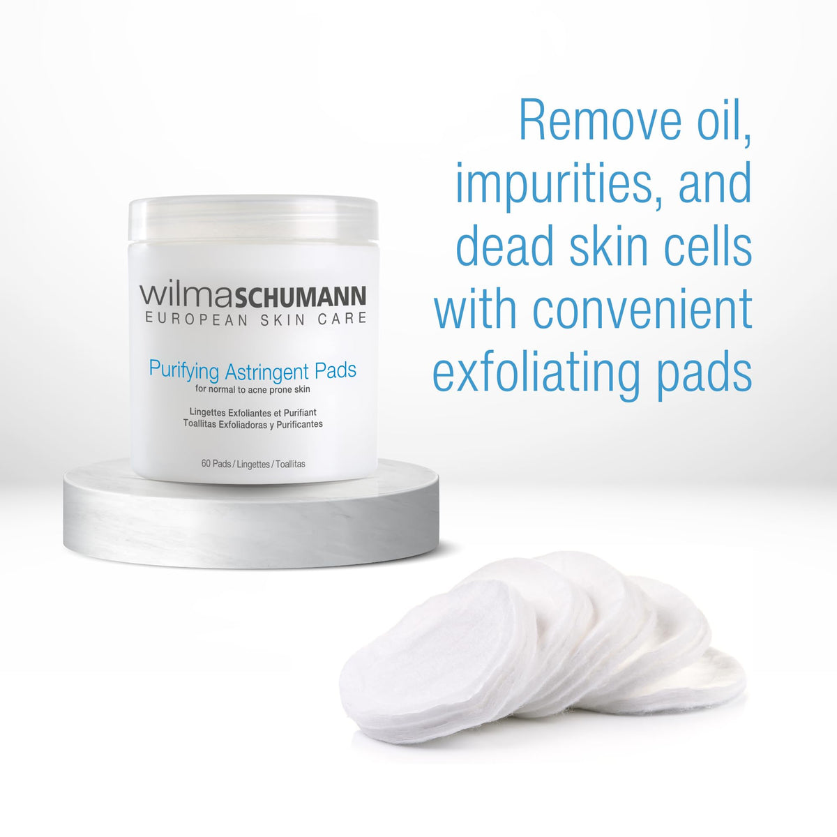 Purifying Astringent Pads Skin Exfoliating Pads 60 Count - WILMA SCHUMANN Official Imagery - 3
