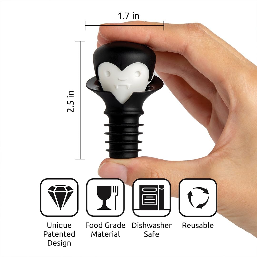 OTOTO 2 in 1 Wine Stopper & Pourer - Wine Cap, Wine Cork - Vampire, Ha - View 3