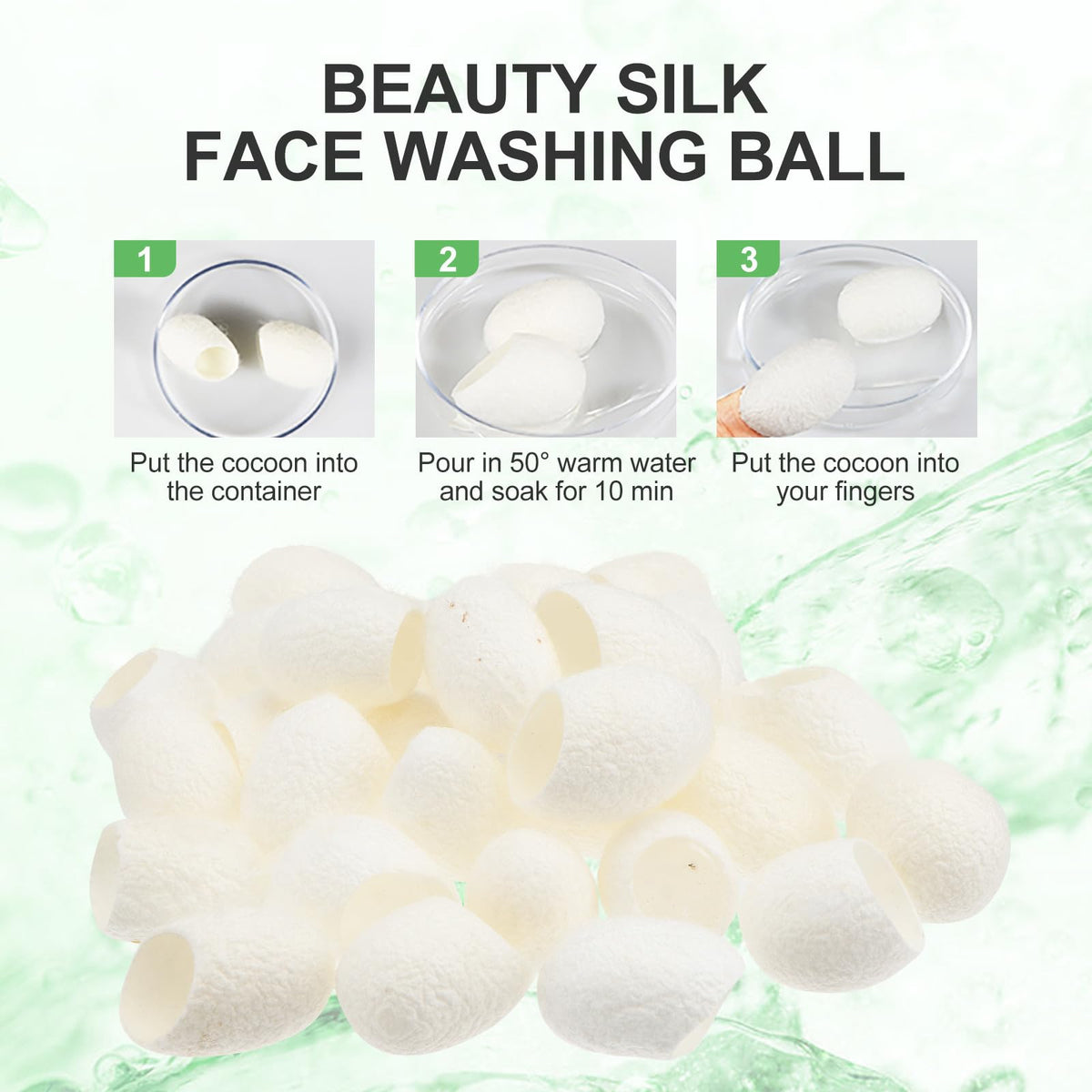 Natural Silkworm Face Wash Balls Organic Facial Cleaning - PLAFOPE Official Imagery - 4