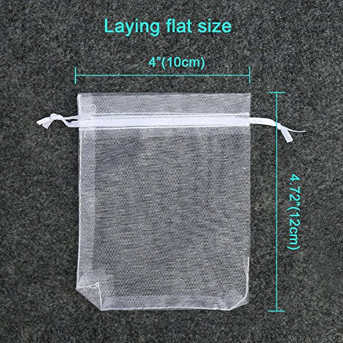 Hopttreely 100PCS Premium Sheer Organza Bags, White Wedding - Product Imagery