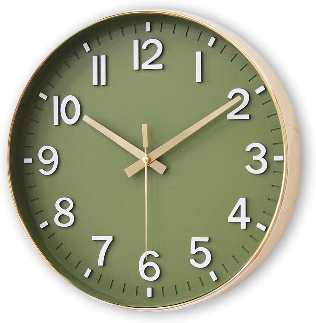 HZDHCLH 12-inch battery-operated wall clock with a modern design, silent non-ticking mechanism, perfect for home or office decor