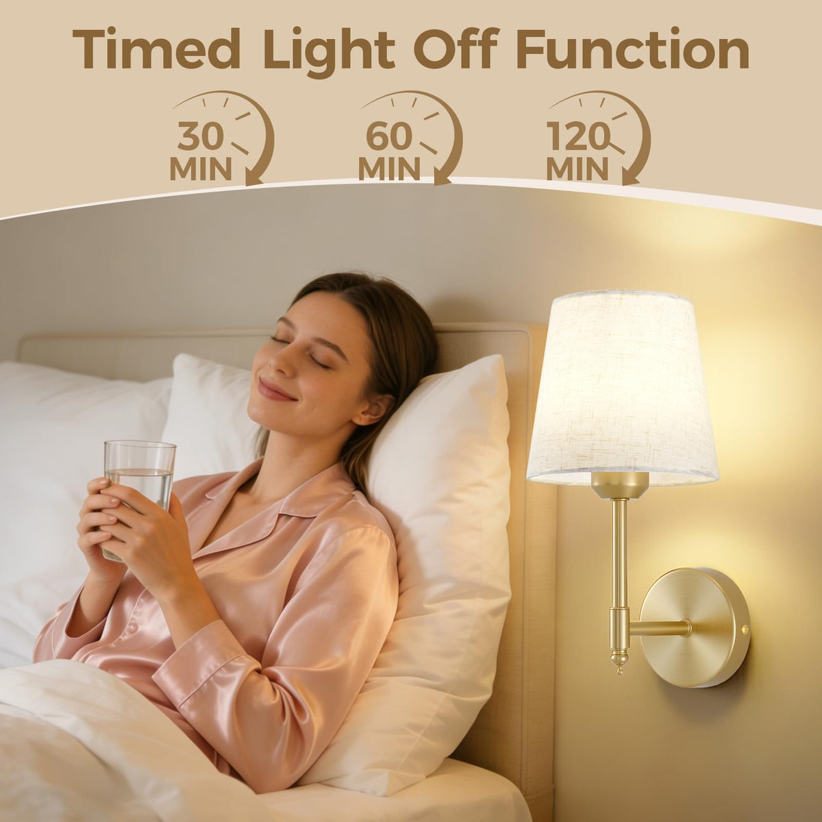 Gold Battery Operated Wall Sconces Rechargeable Wireless - jetffiao Official Imagery - 7