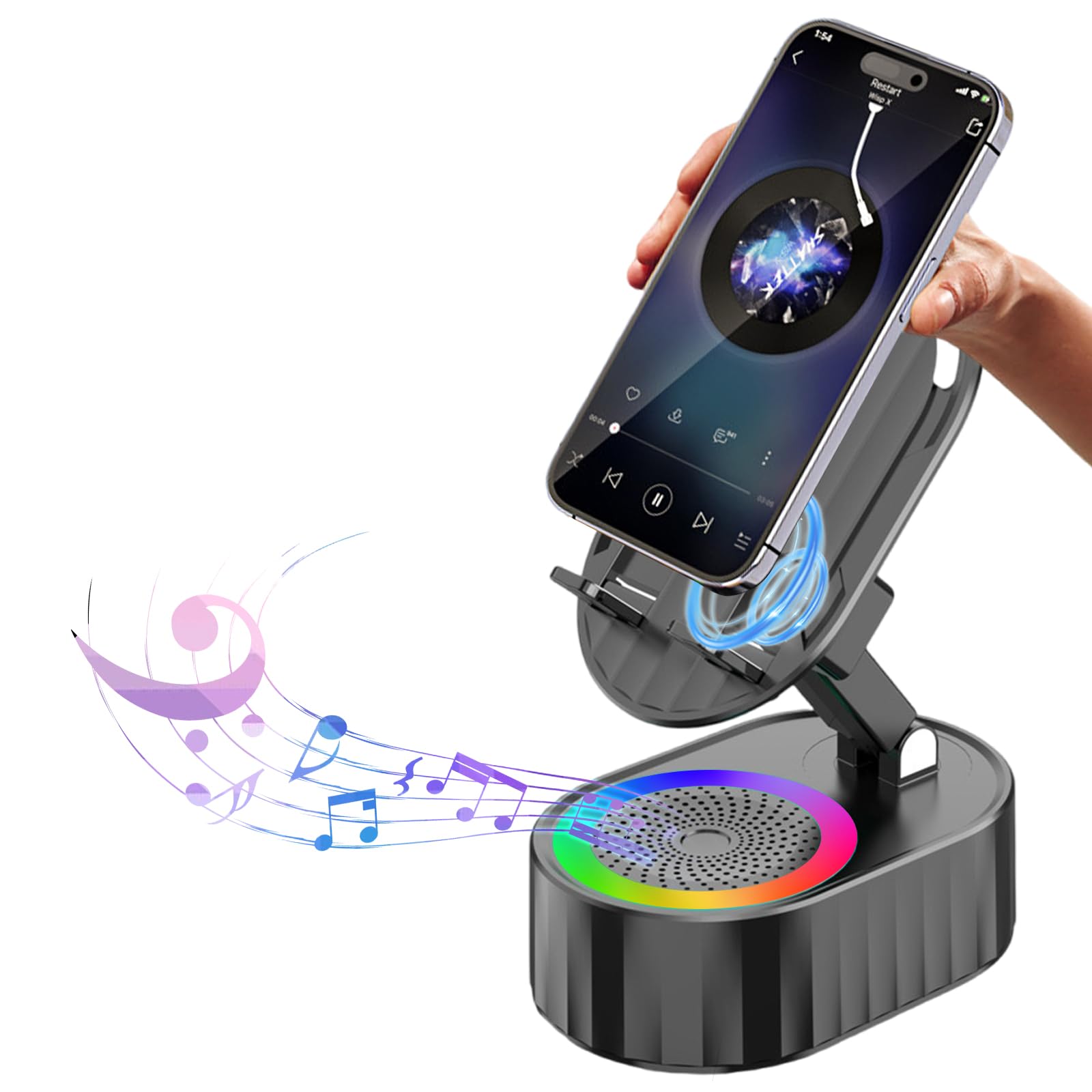 AKLLCCR Wireless Induction Bluetooth Speaker 5in1 Phone Holder Sp by AKLLCCR - Angle View 1