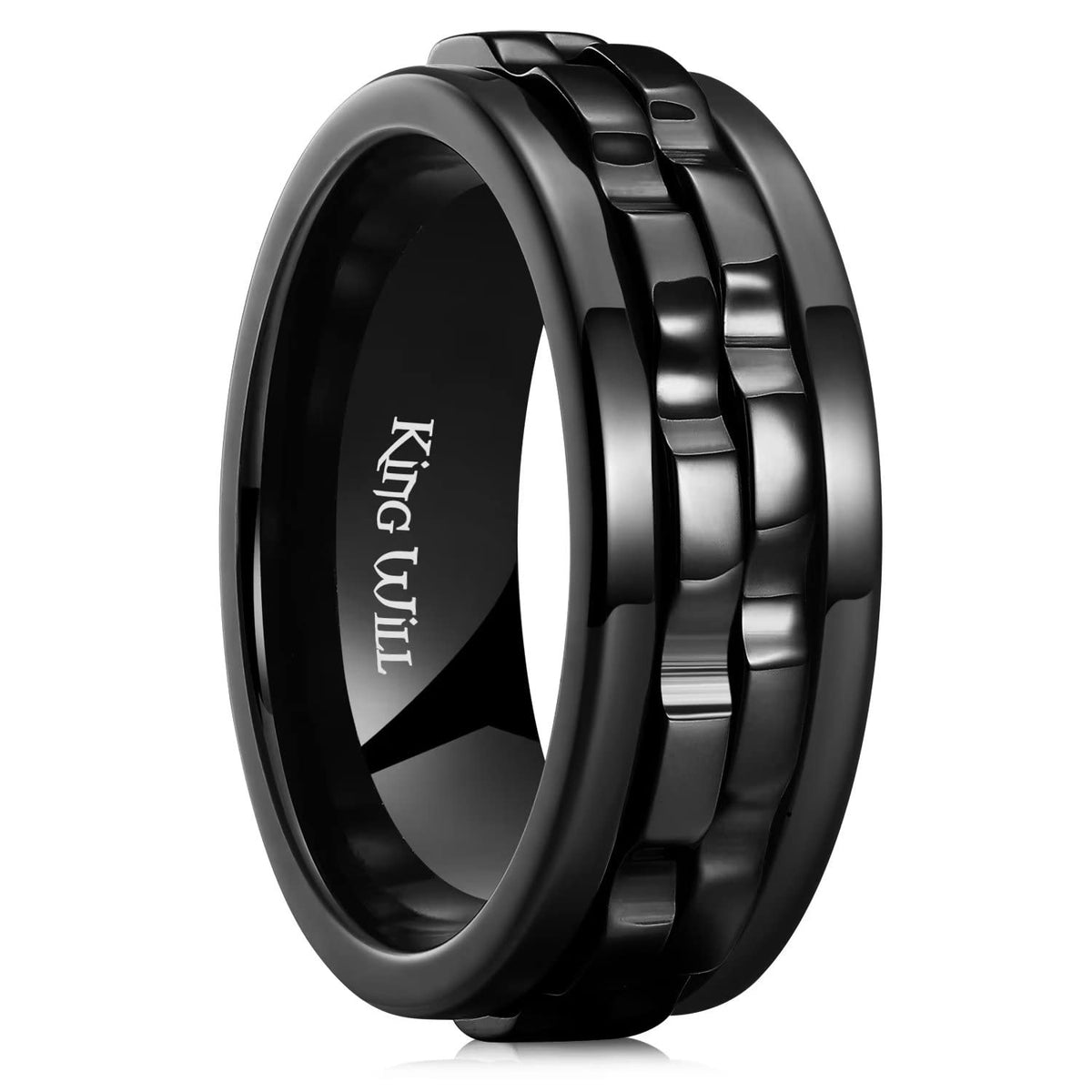 King Will 316L Stainless Steel Spinner Ring for Men 8mm Gear - King Will Official Imagery - 1