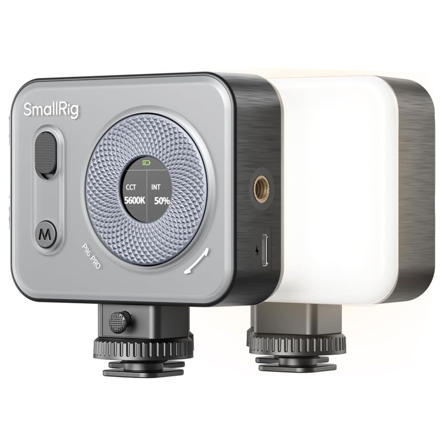 SmallRig Vibe P96 Pro LED video light showing compact design and adjustable brightness for portable photography and videography.
