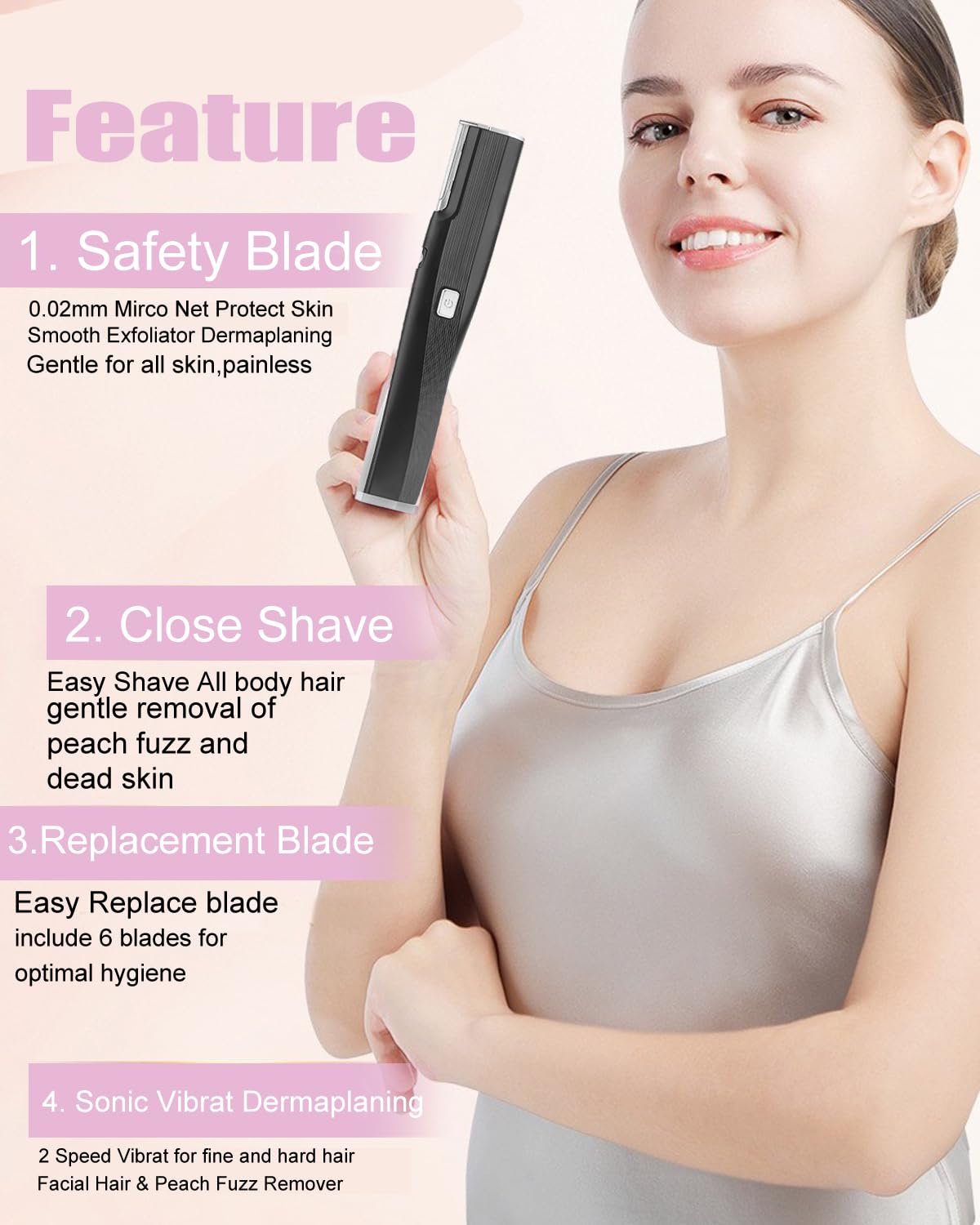 Electric Facial Exfoliator for Women 2 Speed Vibrate - GOMINYUF Official Imagery - 3