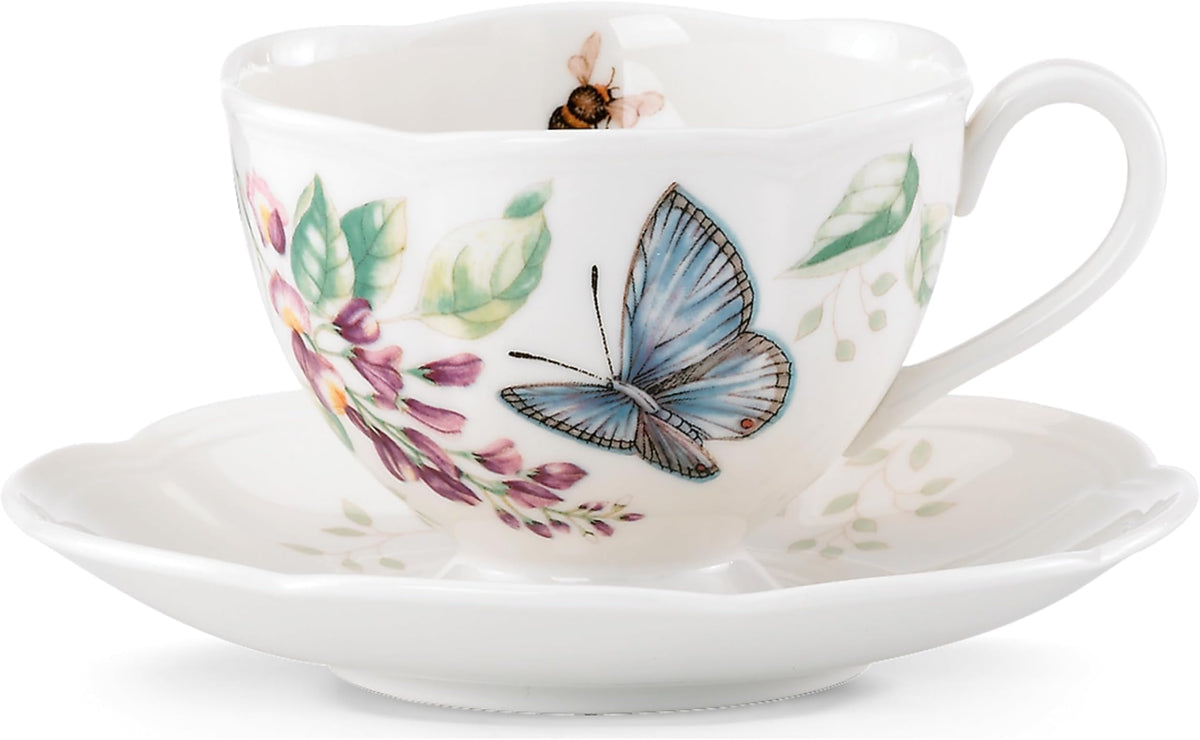 Lenox Butterfly Meadow Blue Porcelain Tea Cup and Saucer Set - Lenox Official Imagery - 5