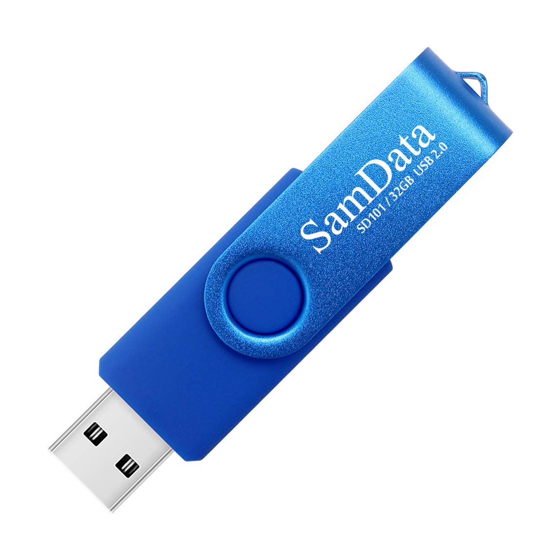 SamData 32GB USB flash drives in black and blue with LED light, portable thumb drives for storage and backup.