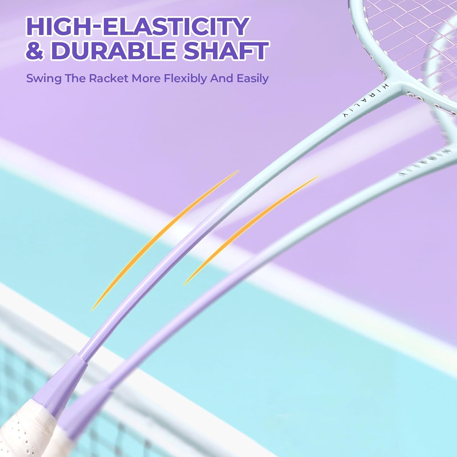 HIRALIY badminton rackets set with 2 or 4 lightweight rackets for backyard play, featuring ergonomic grips and vibrant colors.