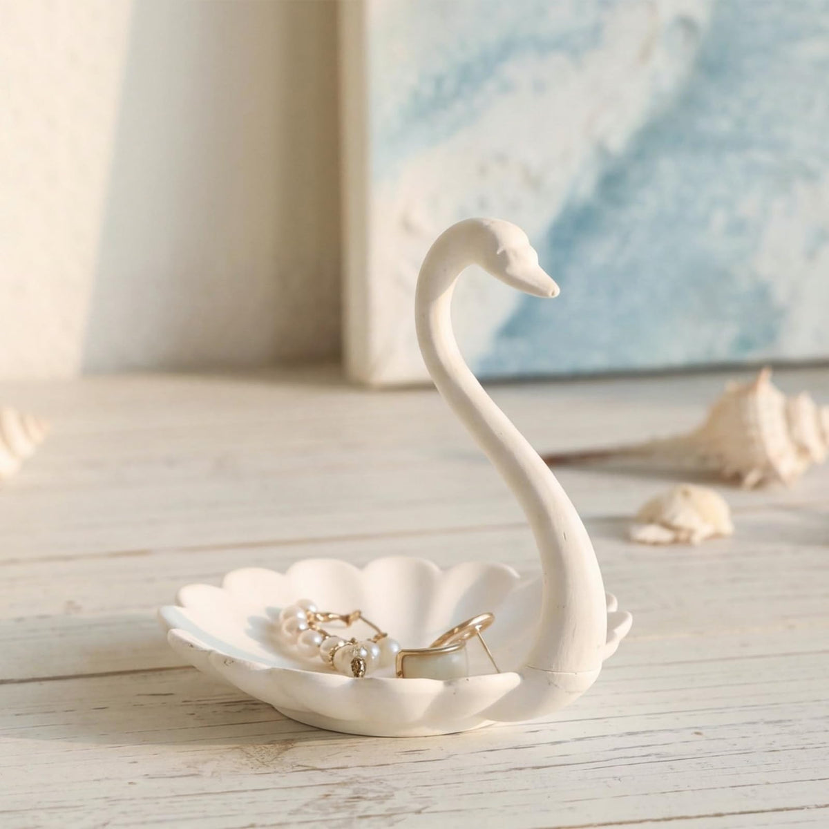 NIKKY HOME White Swan Ring Holder Jewelry Dish Elegant Small - NIKKY HOME Official Imagery - 2