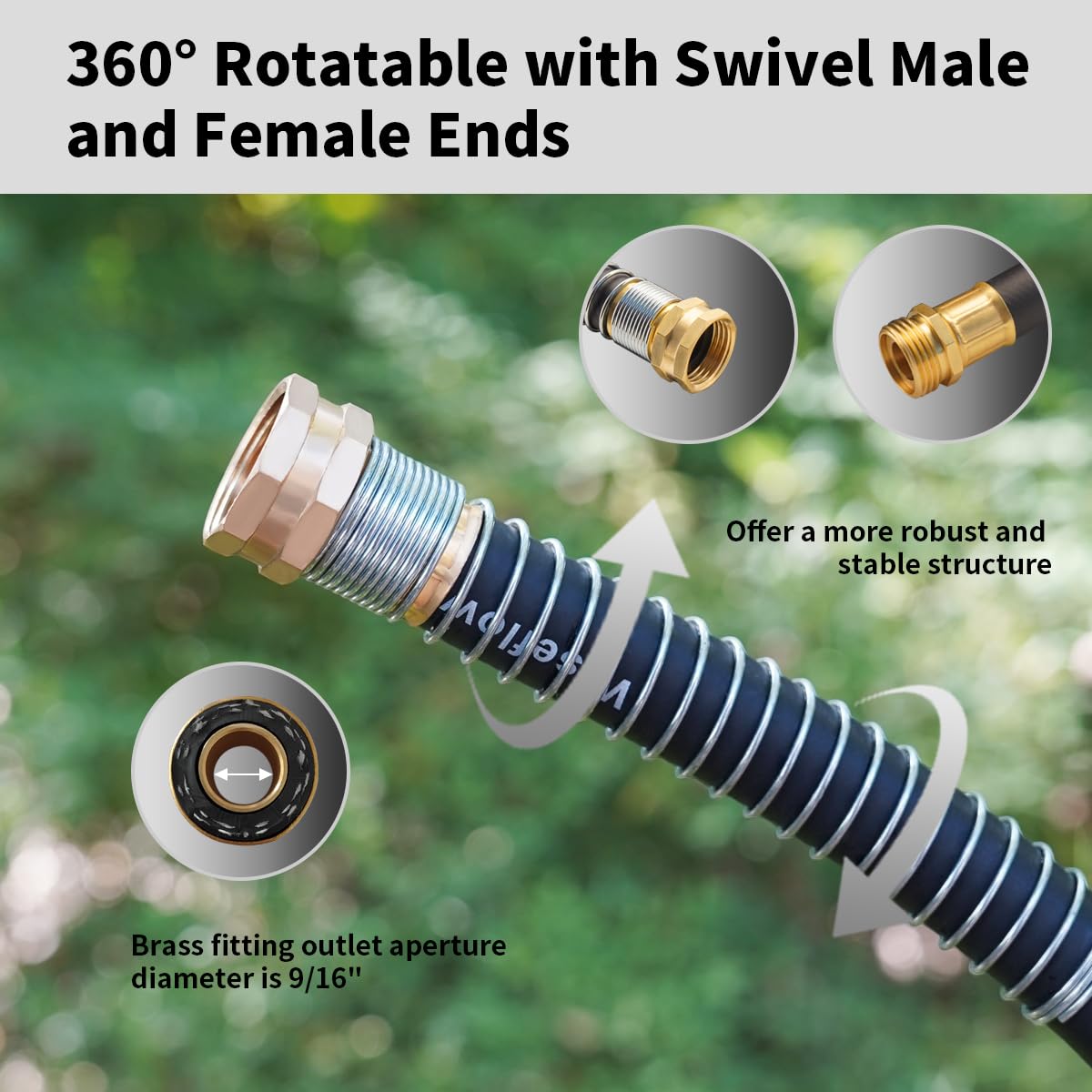 Wiseflow Garden Hose 100FT x 3/4", Heavy Duty Rubber Hose, Water - Wiseflow Official Product View 4