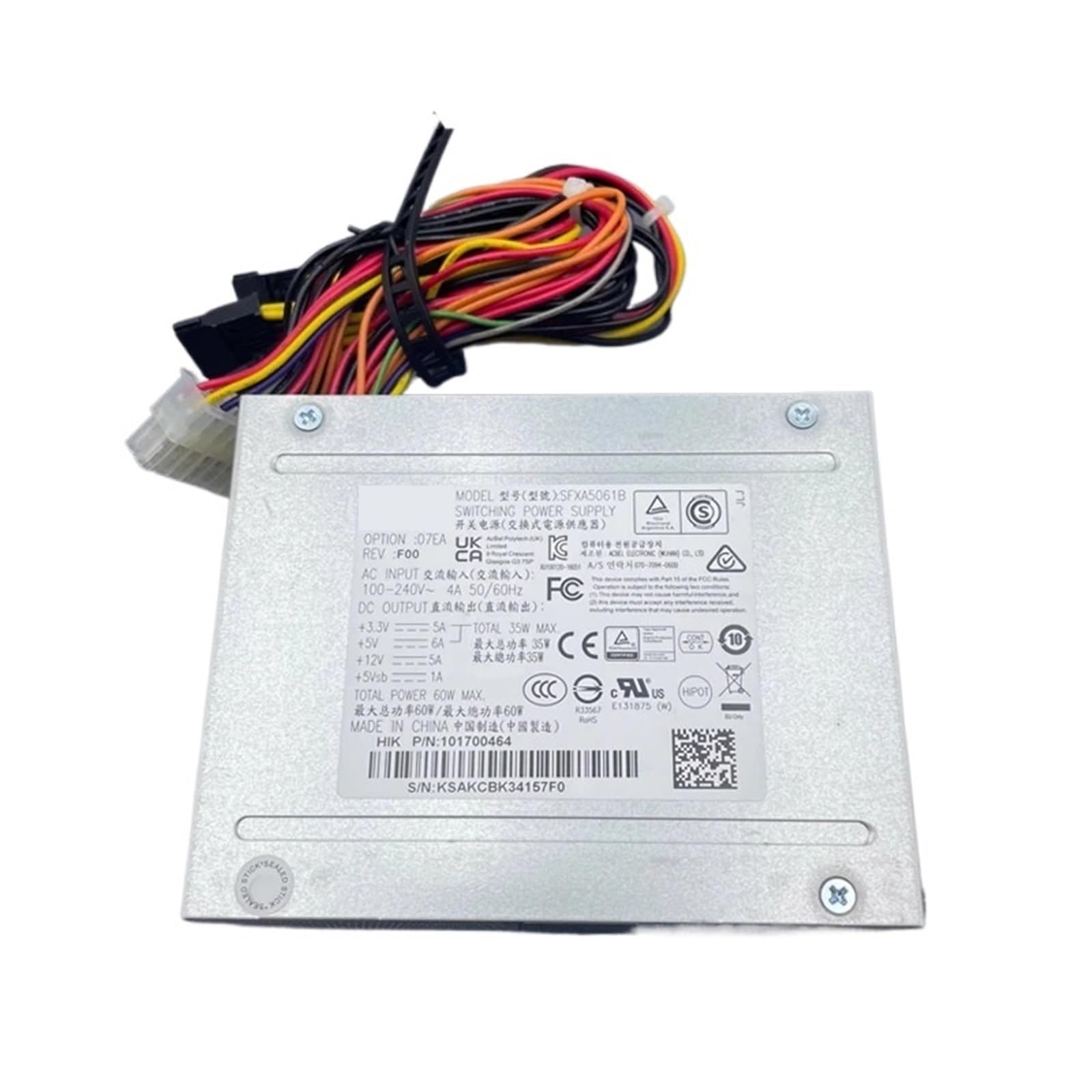 XXNLUMJ SFXA5061B 60W ATX power supply with 4 SATA ports for hard disk and video recorder system, compact and reliable.