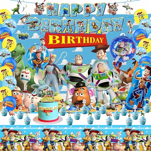 Cartoon Birthday Party Decorations, Toy Themed Party Supplies - Product Imagery