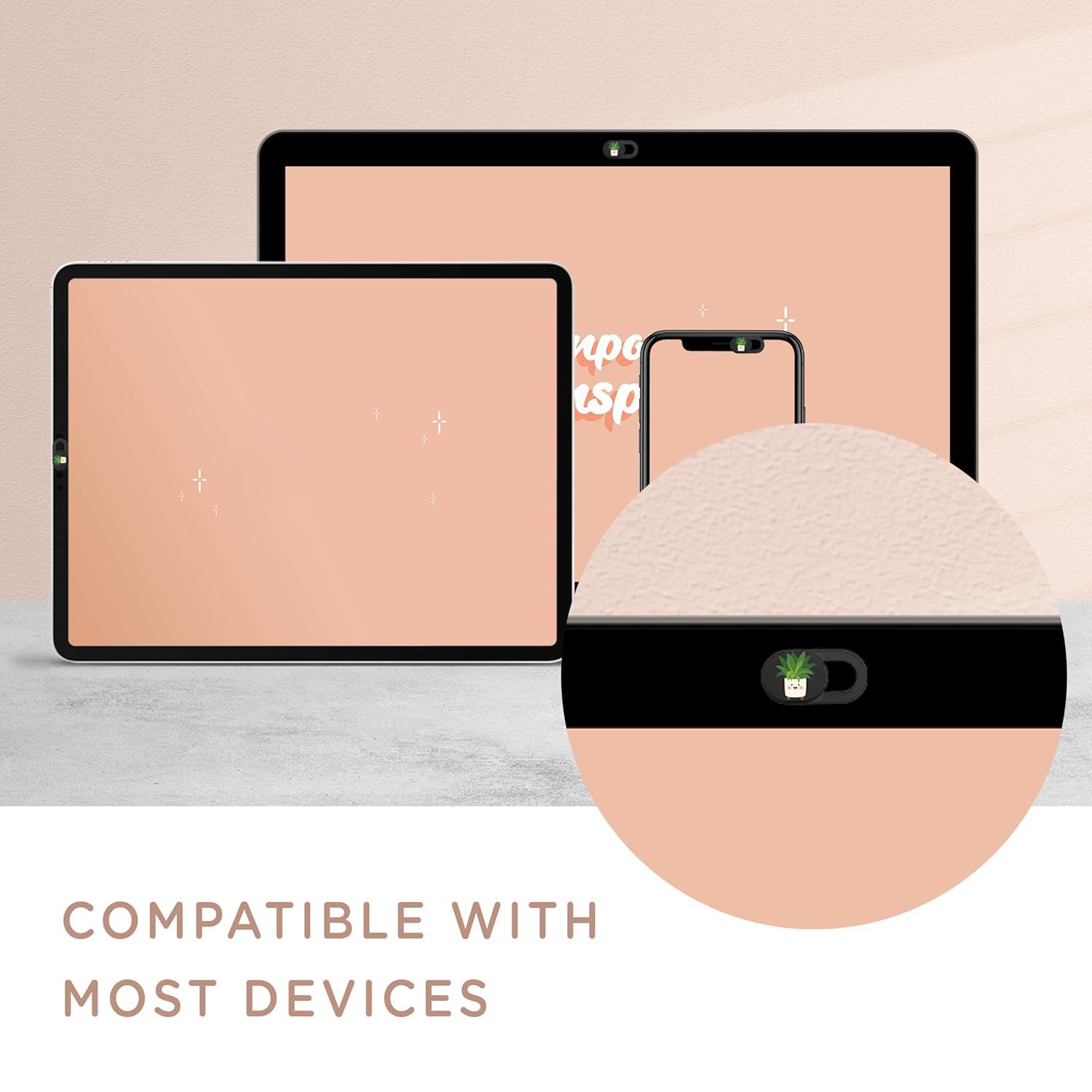 MESMOS 6-pack camcorder privacy covers with cute plant design, fits laptops and webcams to block camera lens for privacy.
