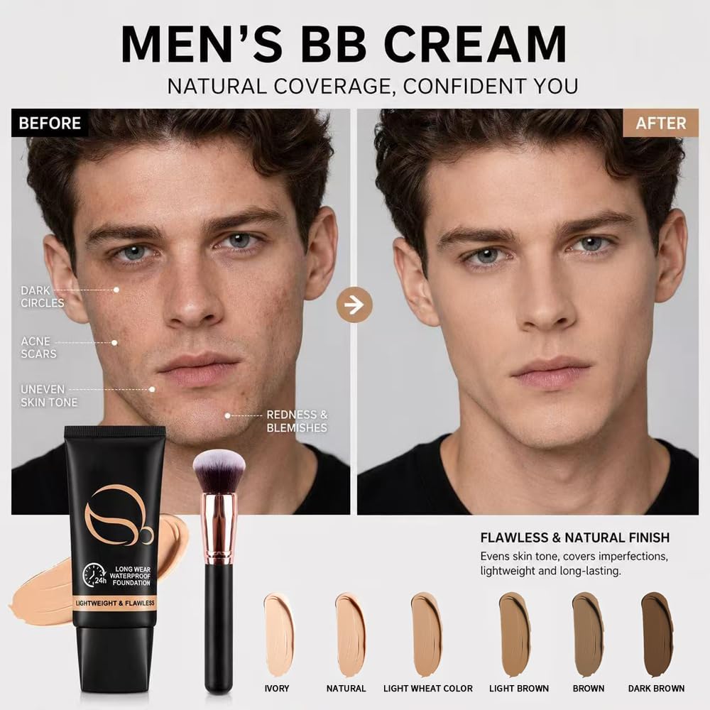 24 Hour Men s Liquid Foundation with Brush Concealer BB - KUQAA Official Imagery - 3
