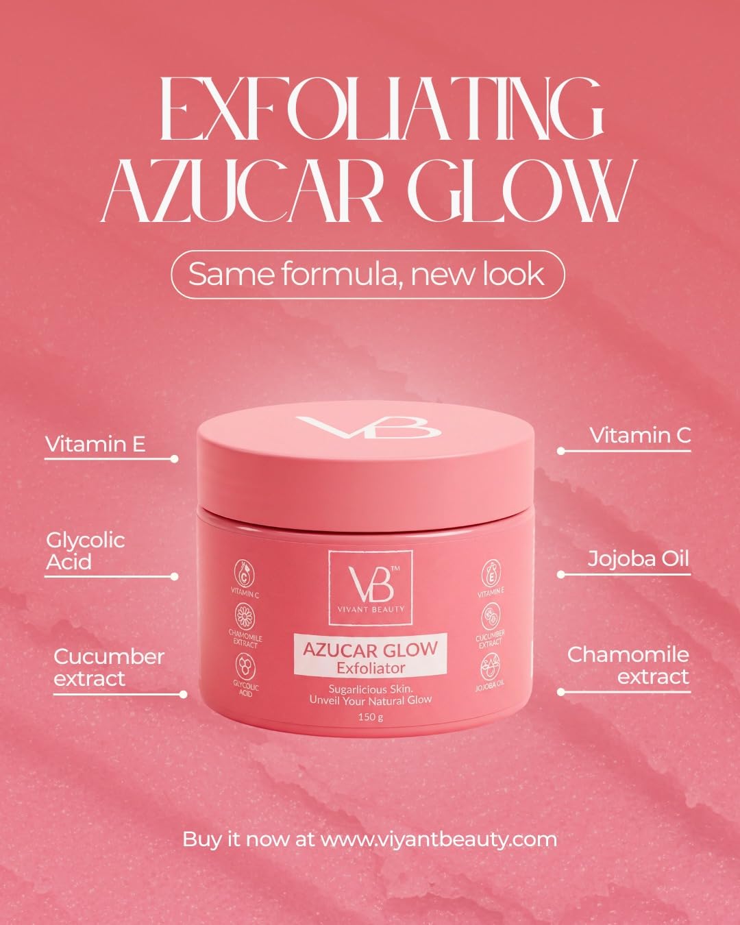 AZUCAR GLOW Facial Sugar Scrub Exfoliating Face Scrub for - VIYANT BEAUTY Official Imagery - 3