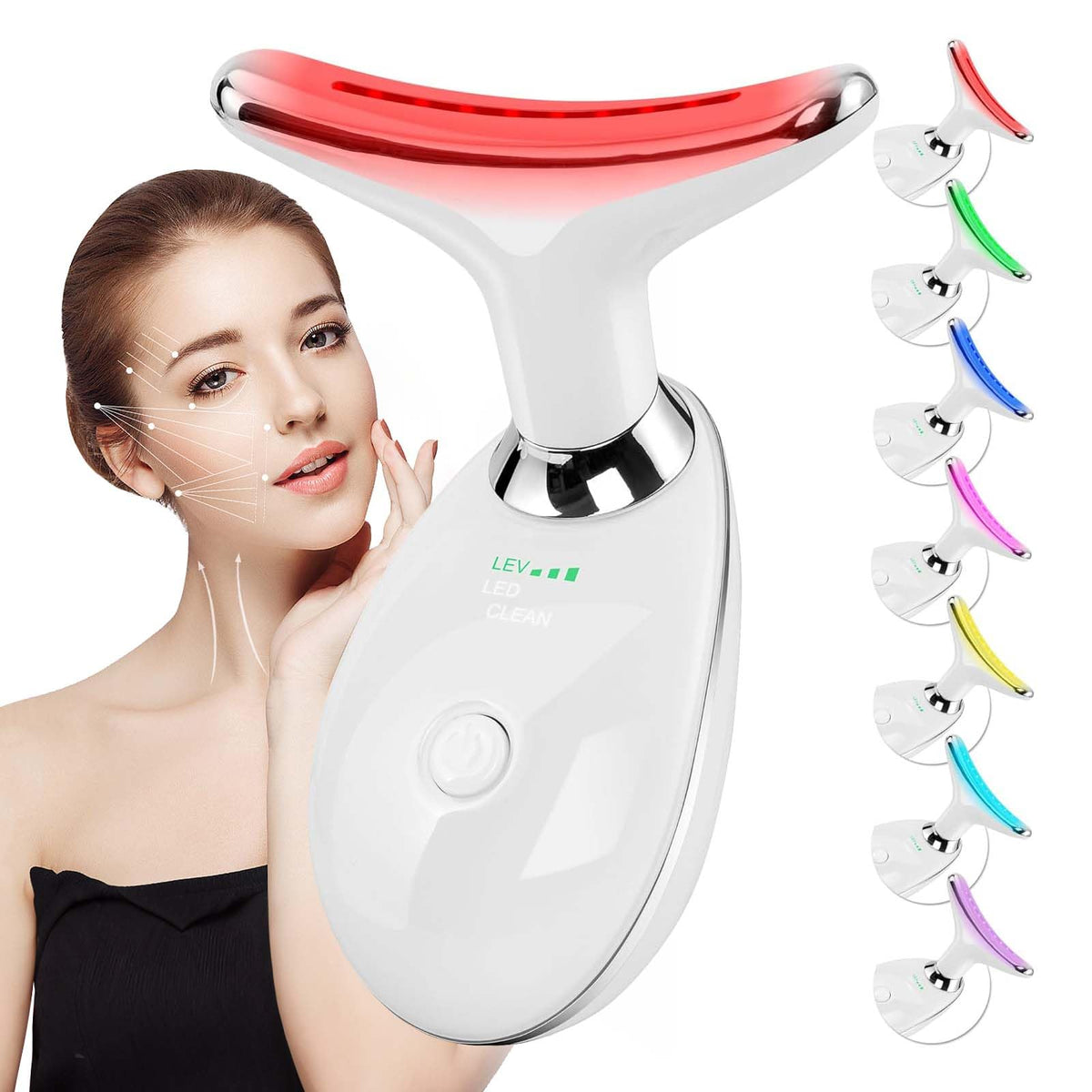 Face and Neck Massager Tool 7 Colors LED Womens Skin Care - erdnretl Official Imagery - 7