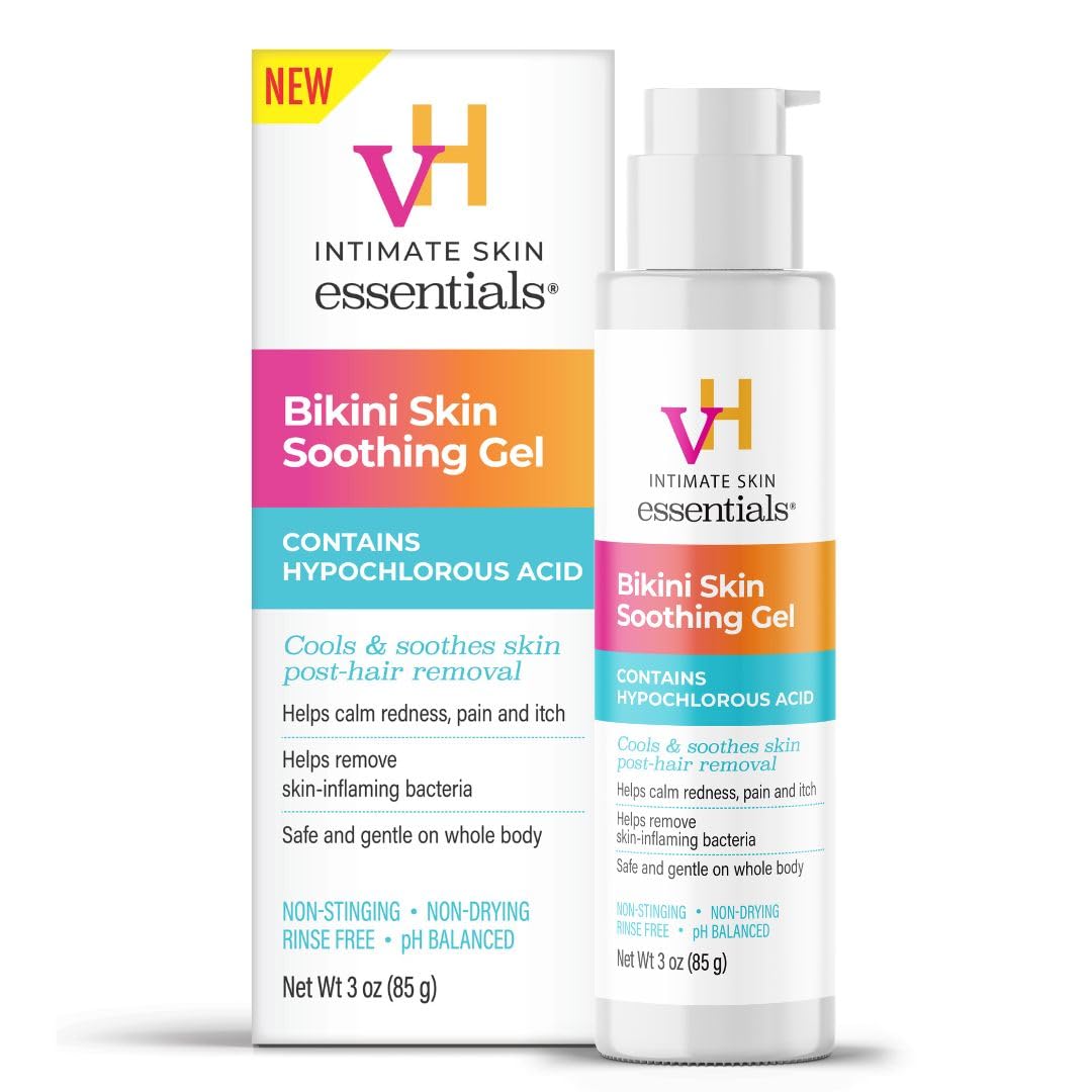 vH essentials Bikini Skin Soothing Gel with HOCl, 3 oz, a skin moisturizer for soothing and hydrating sensitive skin areas.