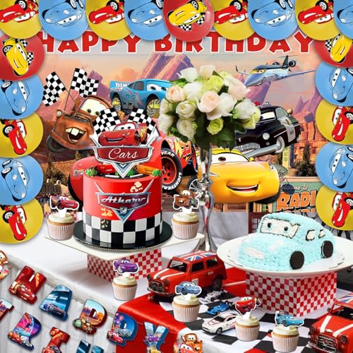 42pcs McQueen Party Decoration Pack Includes，Banner，Cake - Product Imagery