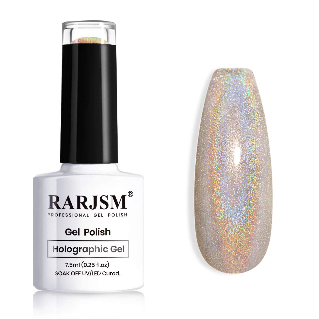 RARJSM Holographic Nail Polish Champagne Gold Gel Polish Halo - Product Imagery