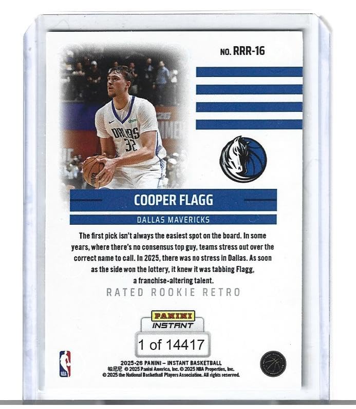 2025 Cooper Flagg Mavericks Basketball Retro Rookie Card - Product Imagery