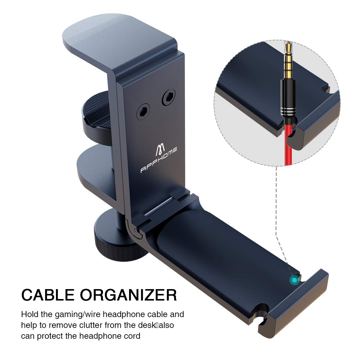 Foldable Under-Desk Headphone Hook with Cable Organizer
