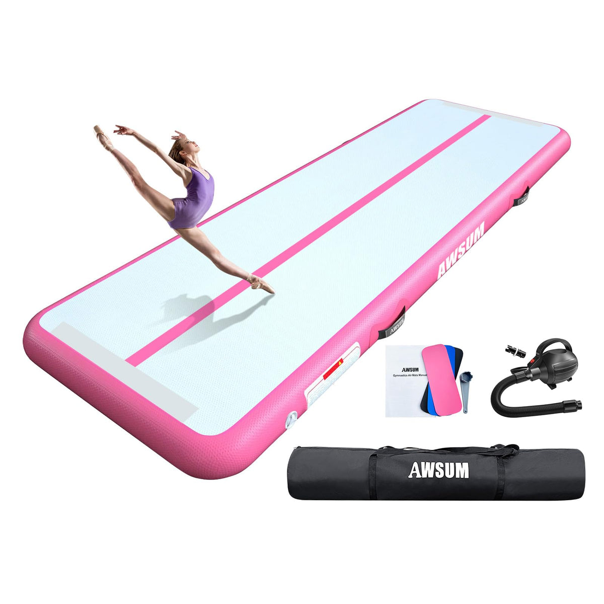 AWSUM Inflatable Gymnastics Mat Air Tumbling Mat with Pump - AWSUM Official Imagery - 1