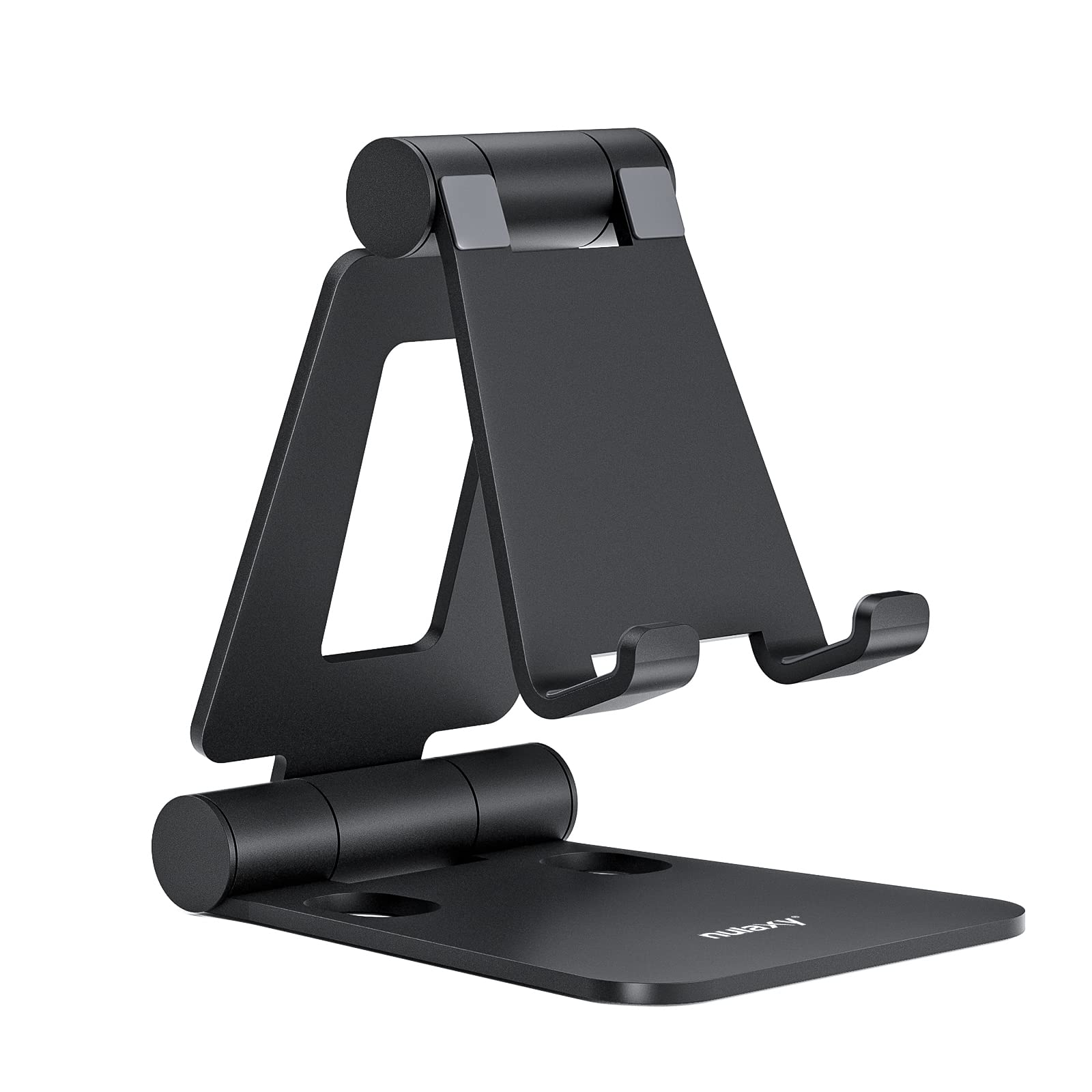 Nulaxy Full Aluminum Dual Folding Cell Phone Stand for Desk, Blac by Nulaxy - Angle View 1