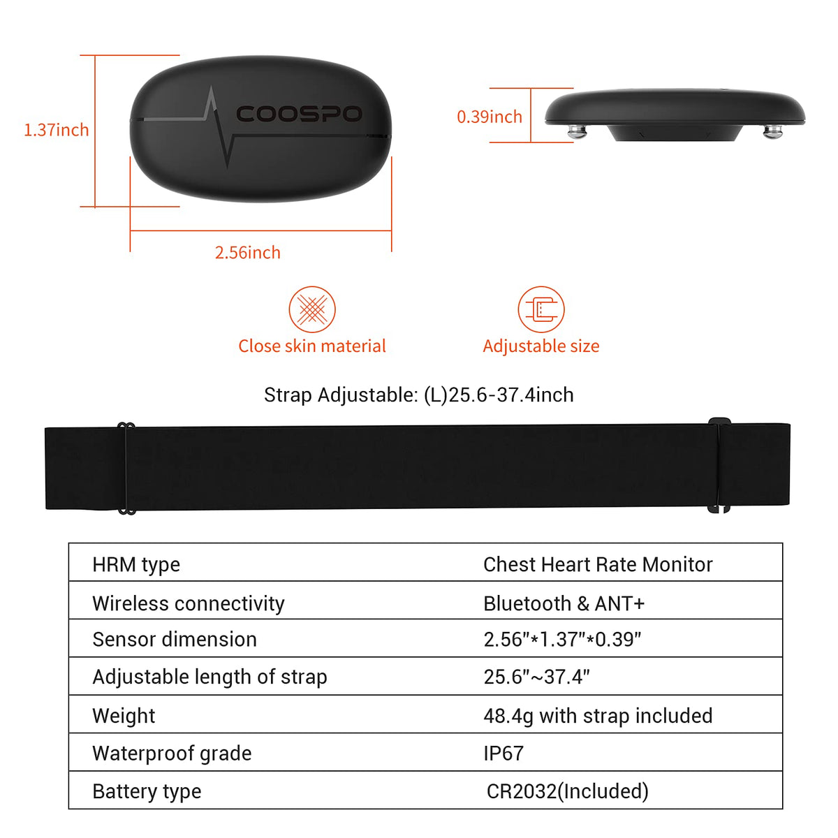COOSPO Heart Rate Monitor Chest Strap Bluetooth and ANT HRM - CooSpo Official Imagery - 4