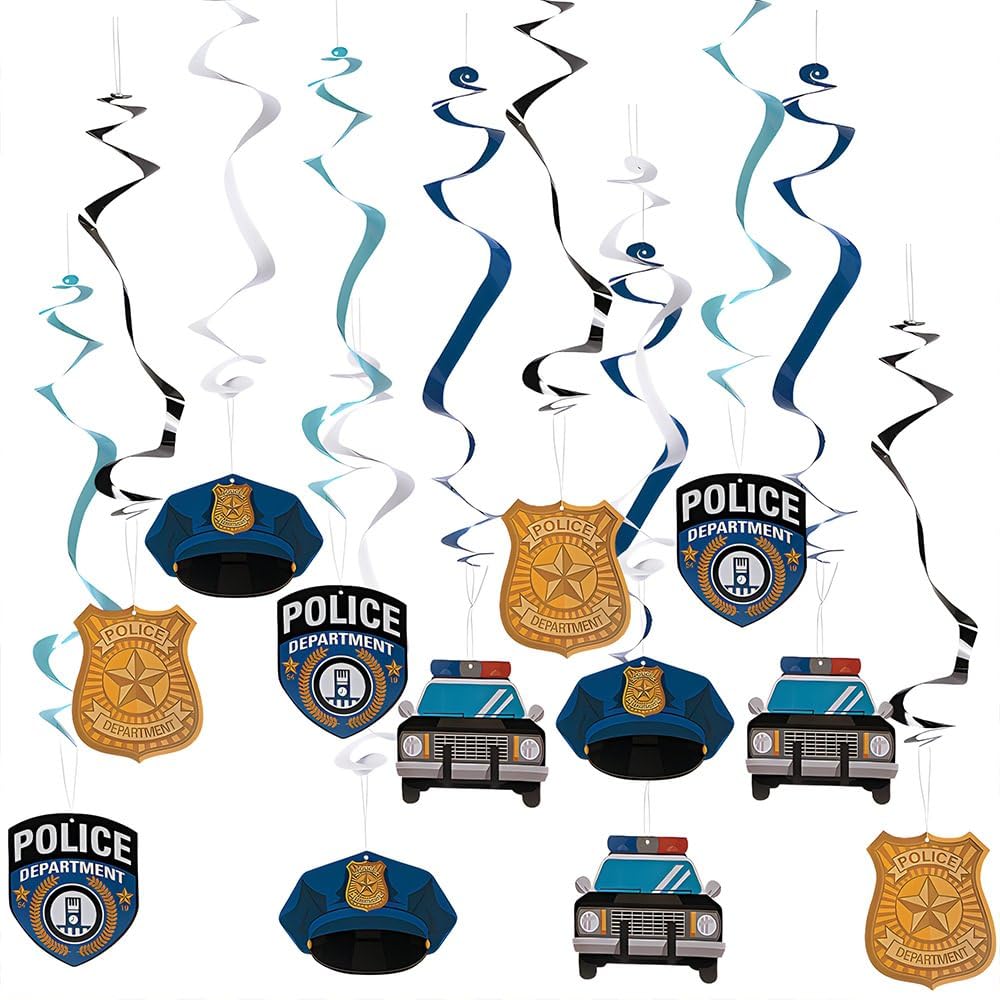 Fun Express Police Party Hanging Swirls Decorations for - Product Imagery