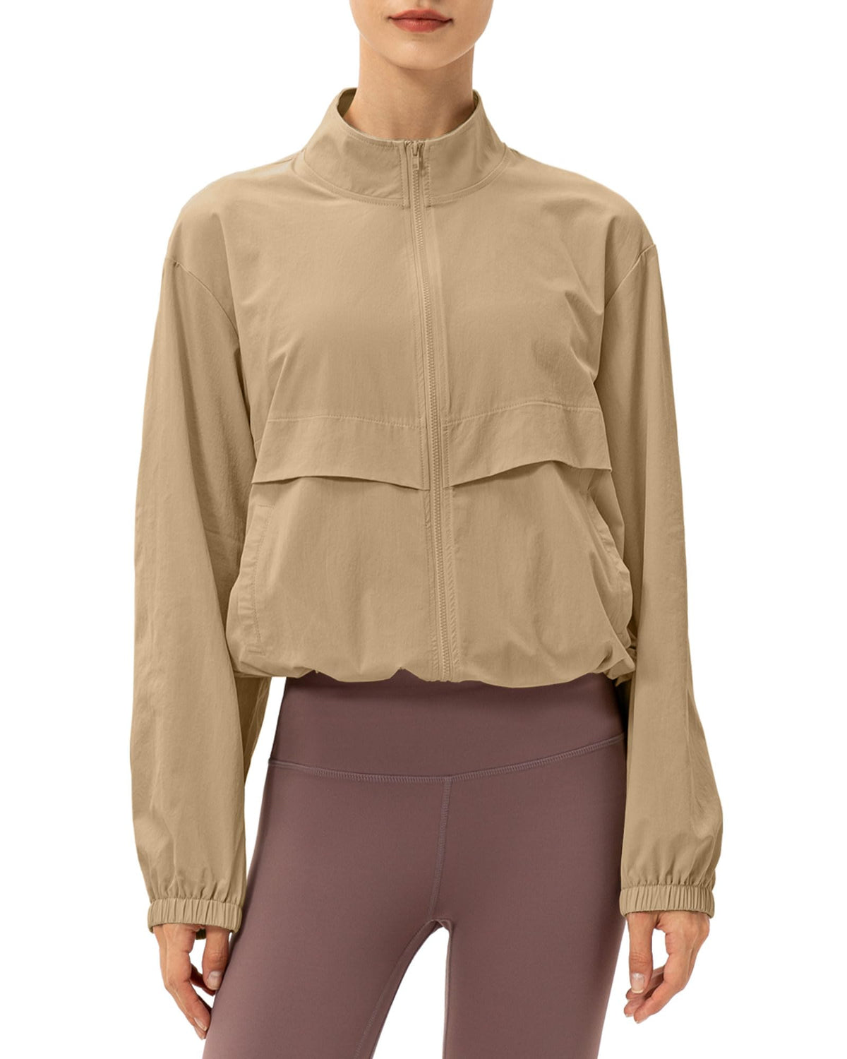 Women s Lightweight Zip Up Athletic Jacket Stand Collar - Locachy Official Imagery - 1