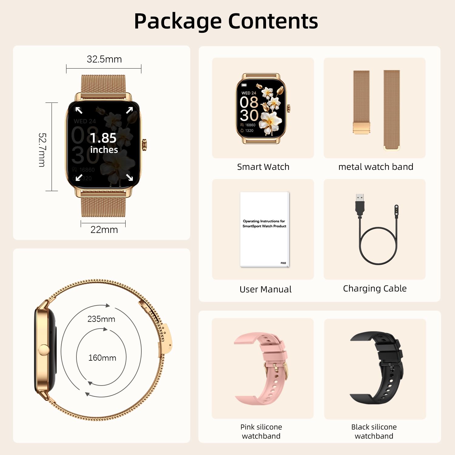 zhizhi Smart Watch for Women Android/iPhone: Fitness Tracker Smart Wat - View 9
