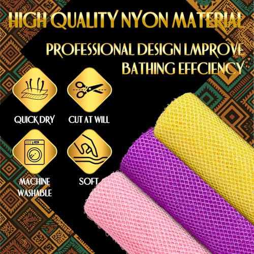 3 Pack African Net Sponge, African Exfoliating Net Bath Sponge - Product Imagery