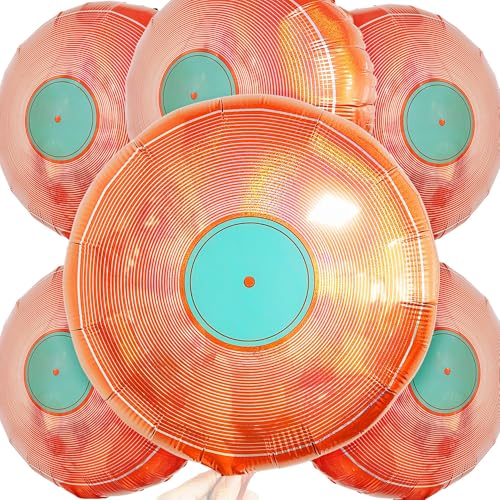 Vinyl Record Balloons Disco Party Decorations, Orange Retro - Product Imagery