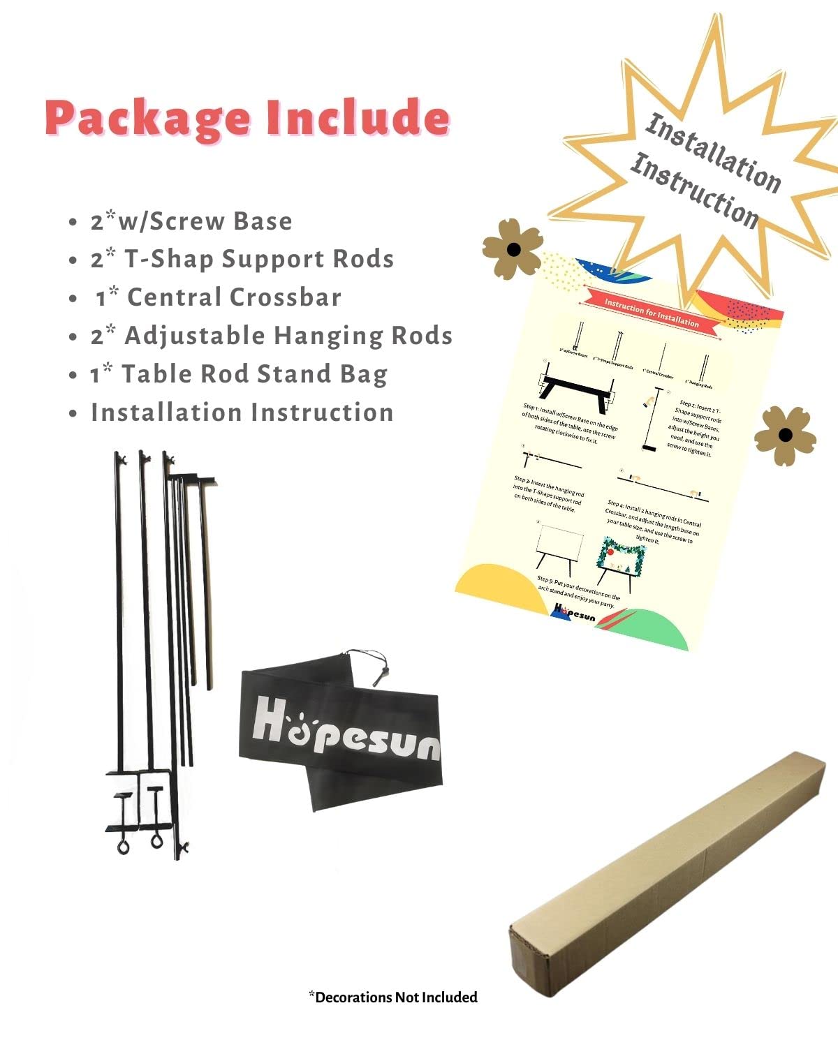 Over The Table Rod Stand with Clamps 49 102 Adjustable Metal - Hopesun Official Imagery - 7