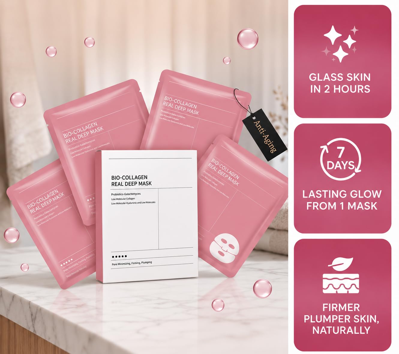Premium 4-Pack bio-collagen real deep mask Hydrogel, beauty - GARDERIE