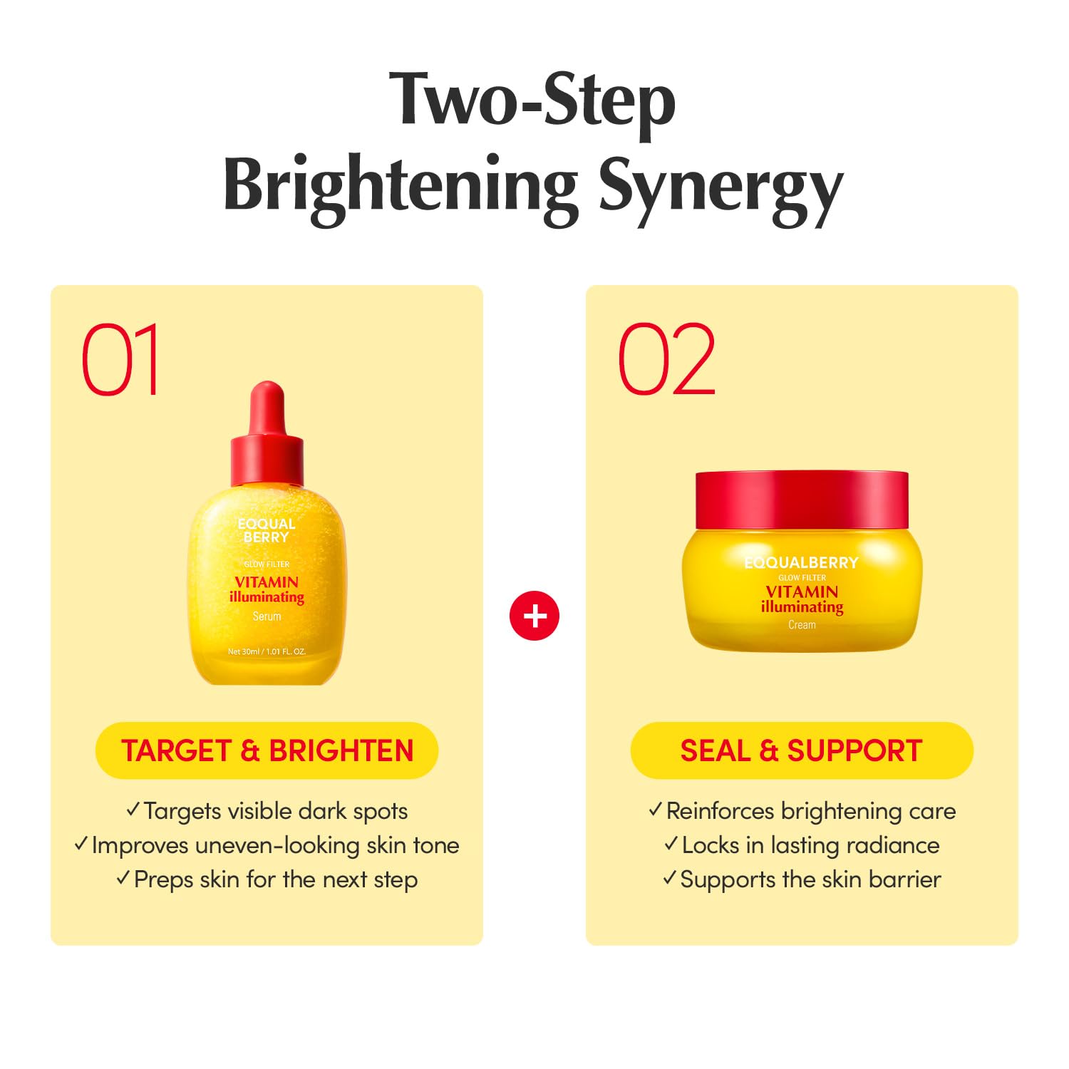 EQQUALBERRY Vitamin C Dark Spots & Brightening Duo | Vitamin Illuminating Serum & Cream with Niacinamide, TXA & Ceramides | Korean Skincare Set for Even Tone & Glow - EQQUALBERRY Official Product View 4