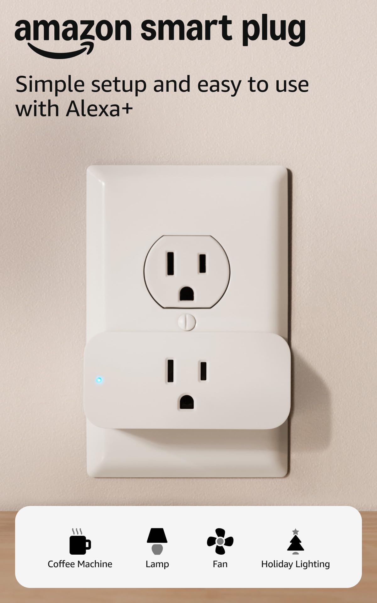 Amazon Smart Plug, Control lights and appliances when away from home, Simple set - Amazon Official Product View 1