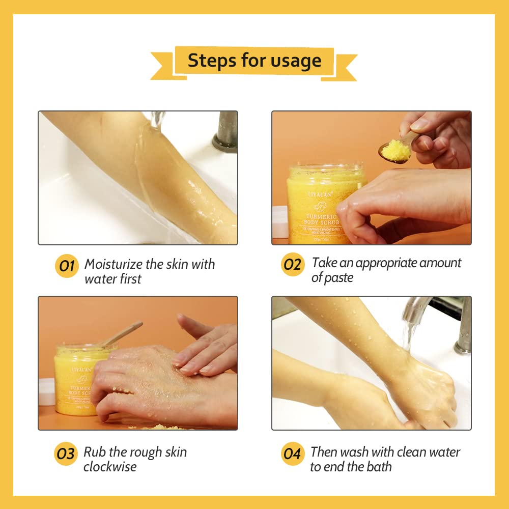 Liyalan Turmeric Body Scrub Moisturizing and Exfoliating Body, Face, Hand, Foot - LIYALAN Official Product View 4