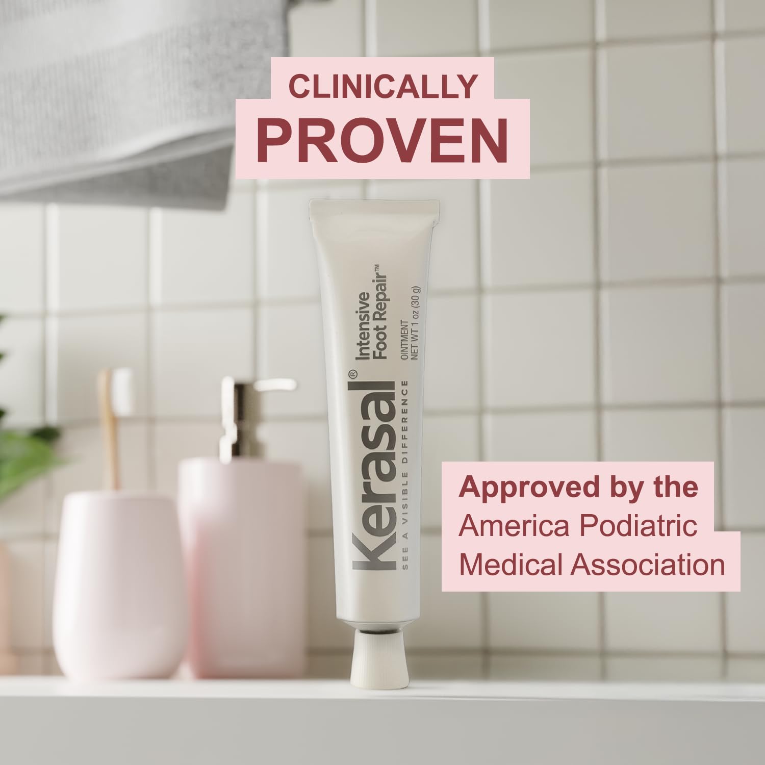 Kerasal Intensive Foot Repair Ointment in a 1 oz jar, a skin moisturizer for dry, rough, and cracked feet.